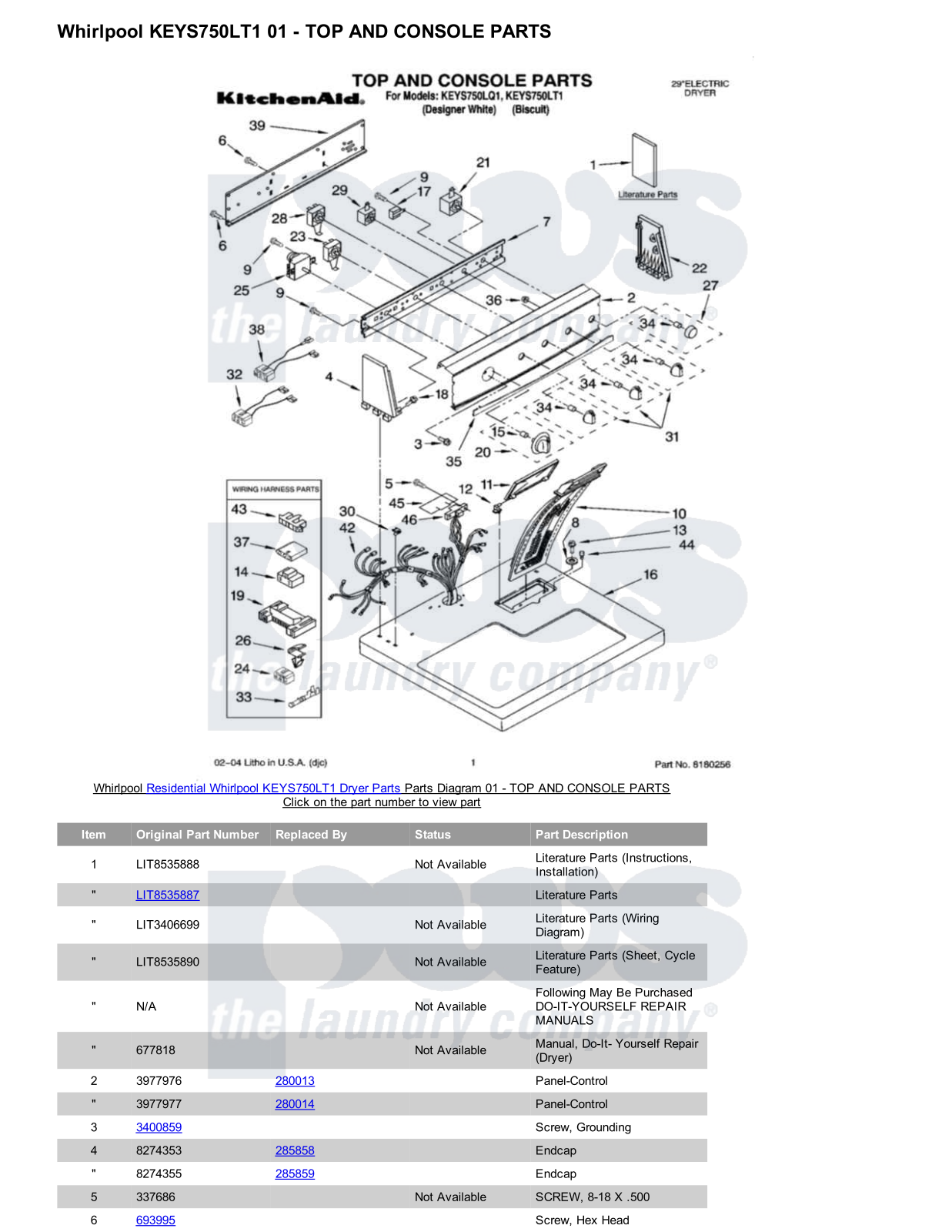 Whirlpool KEYS750LT1 Parts Diagram