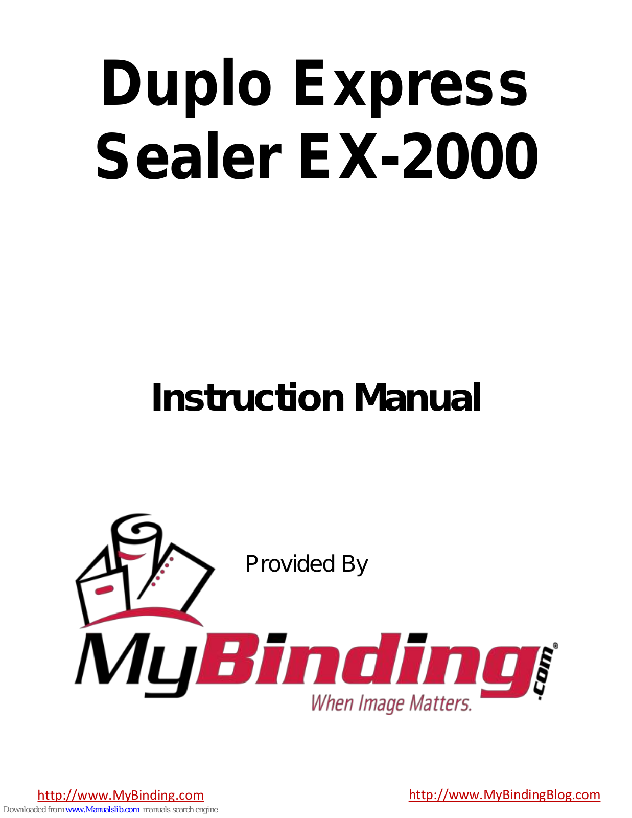 MyBinding EX-2000 Instruction Manual