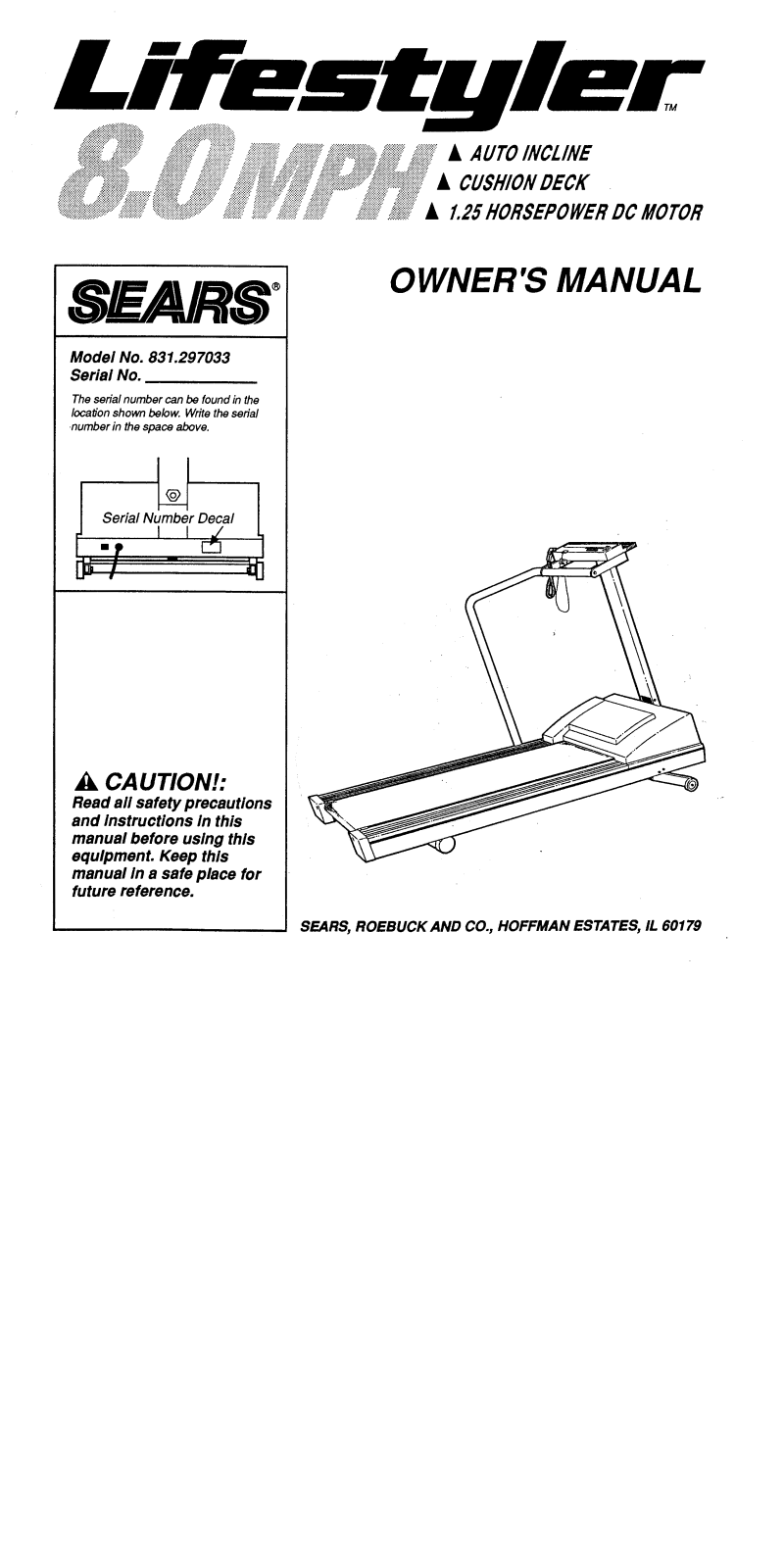 Lifestyler 831.297033 Owner's Manual