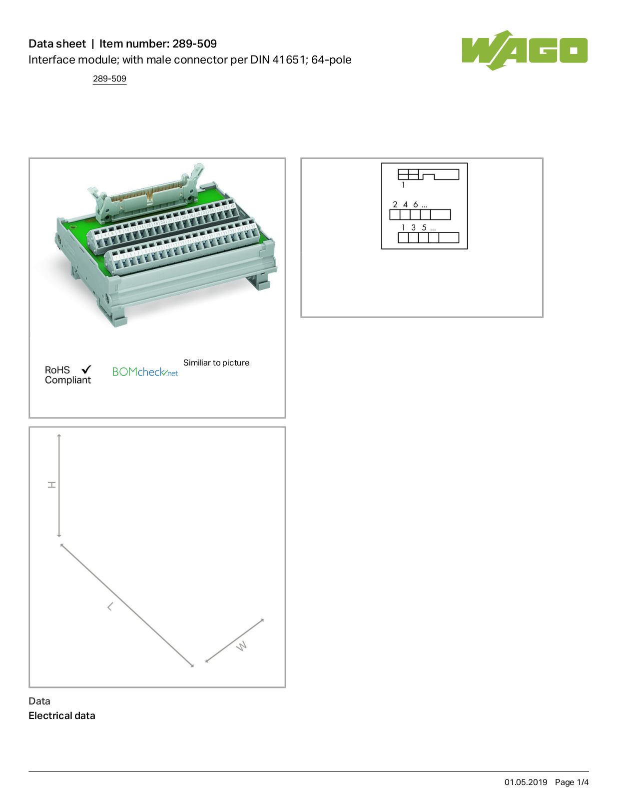 Wago 289-509 Data Sheet