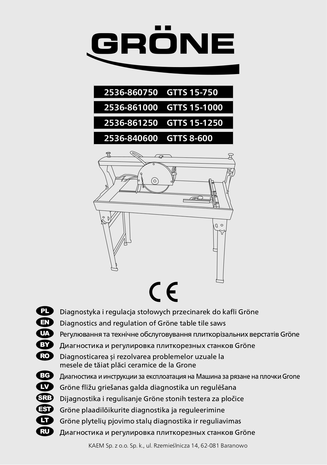 Gröne GTTS 15-750, GTTS 15-1250, GTTS 8-600, GTTS 15-1000 Diagnostics And Troubleshooting Manual