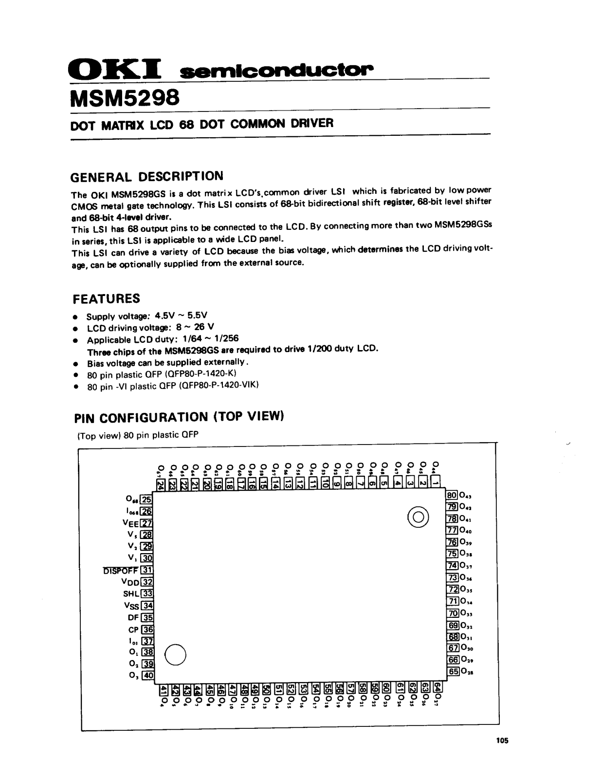 OKI MSM5298 Datasheet