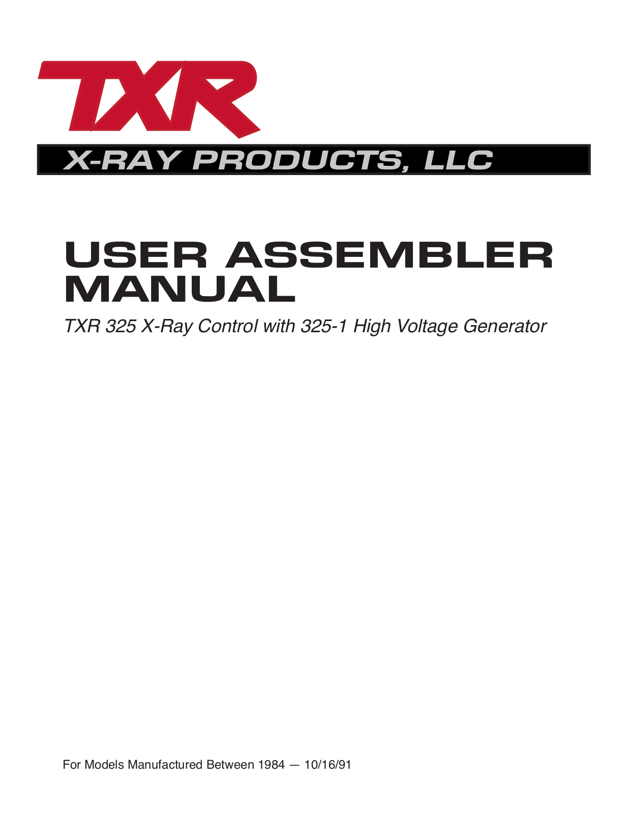 TXR 325 Service manual (1984-1991)