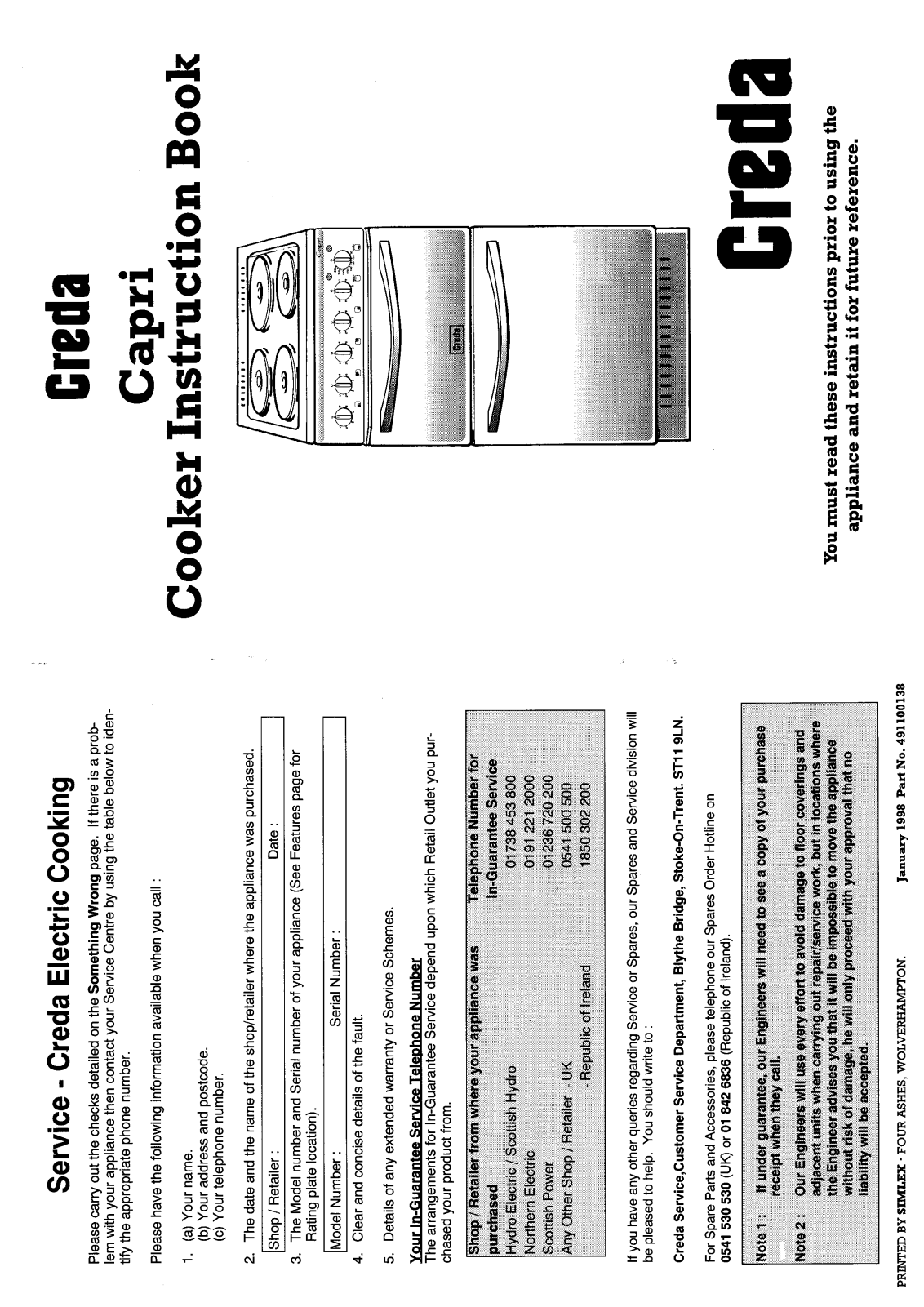 Creda HB49138 User Manual