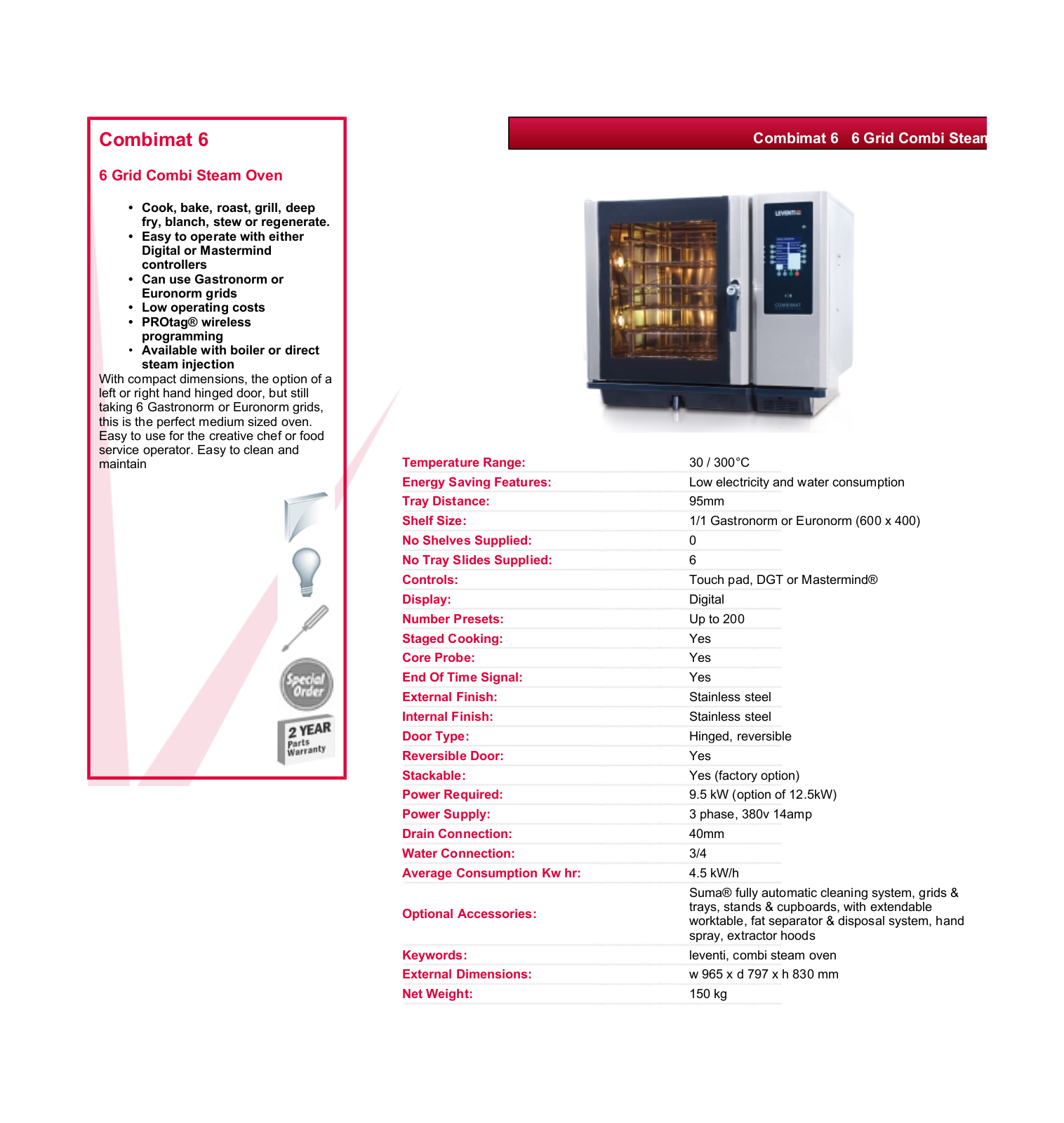 Valera COMBIMAT 6 DATASHEET