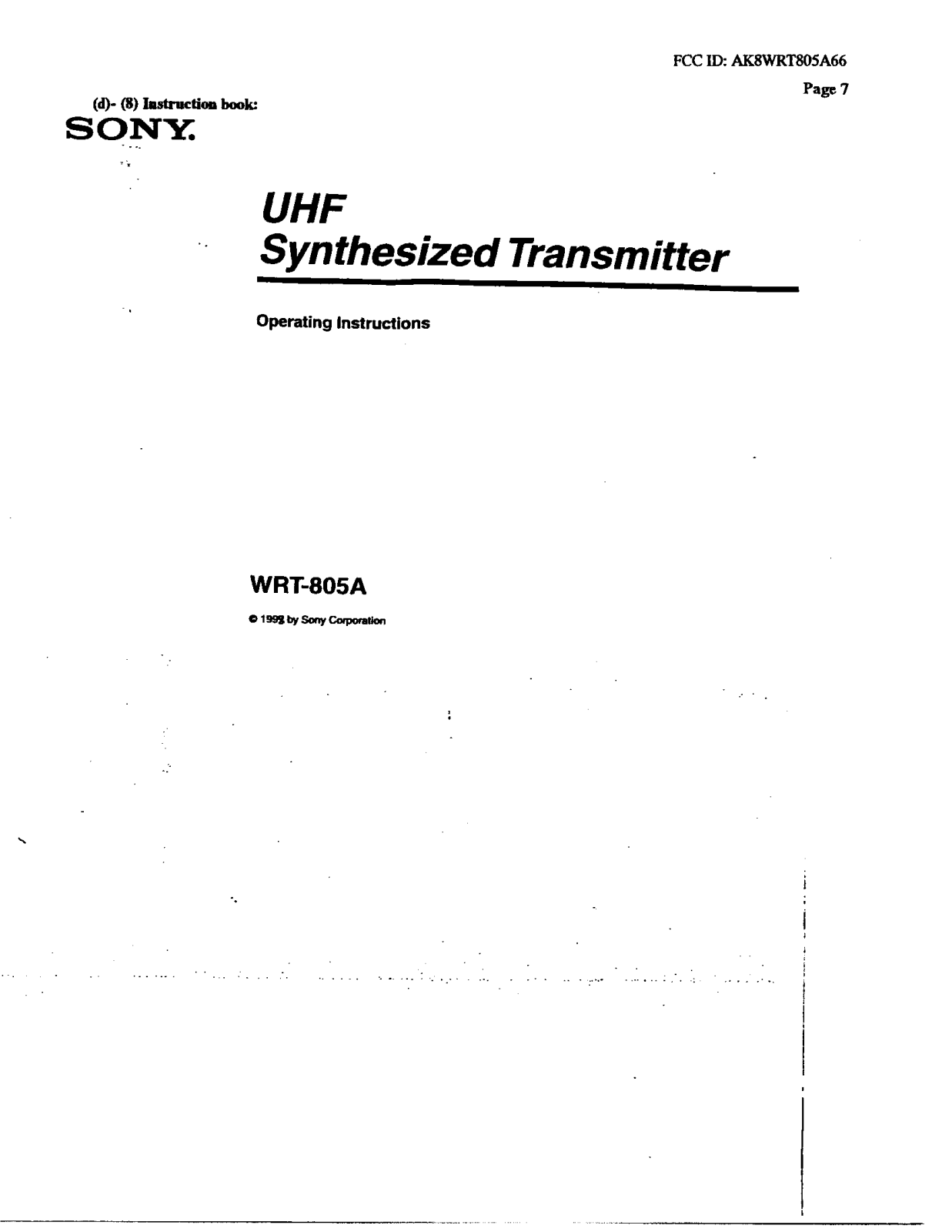 Sony WRT805A66 Users Manual - ManualMachine.com
