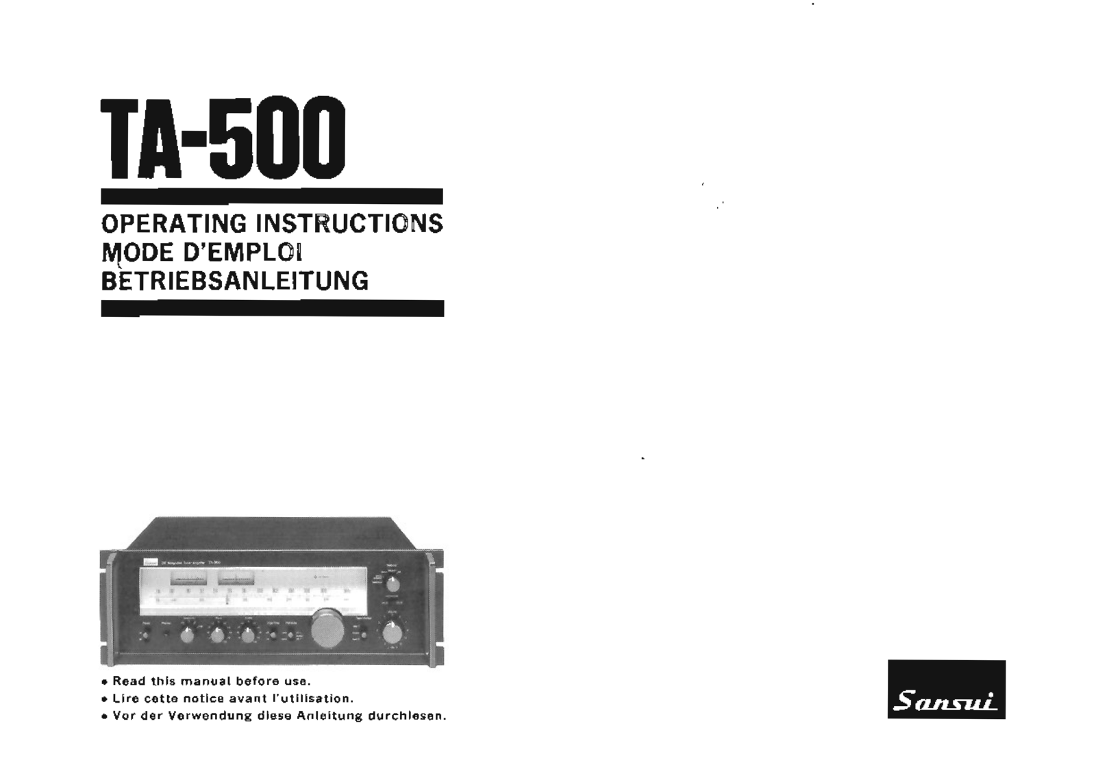 Sansui TA-500 Owners manual