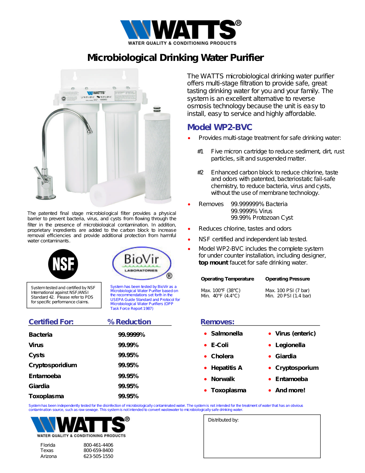 Watts WP2-BVC User Manual