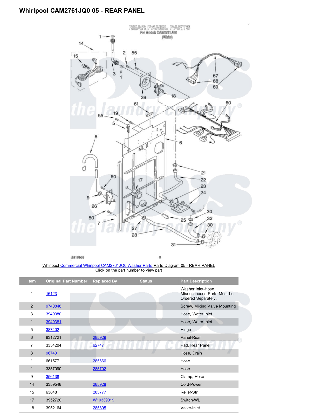 Whirlpool CAM2761JQ0 Parts Diagram