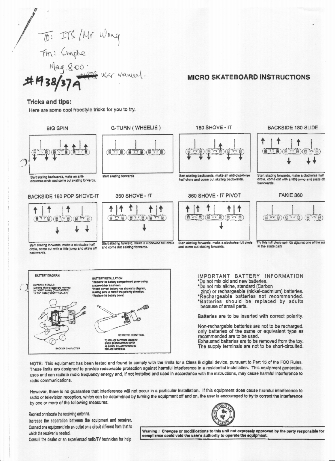 WowWee Group 1938A, 1938B User Manual