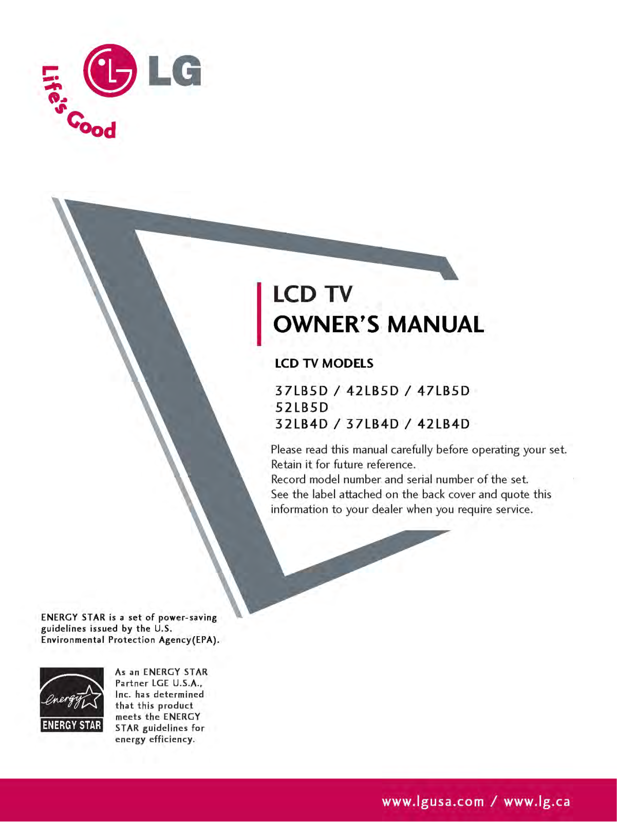 LG 37LEVFB User Manual