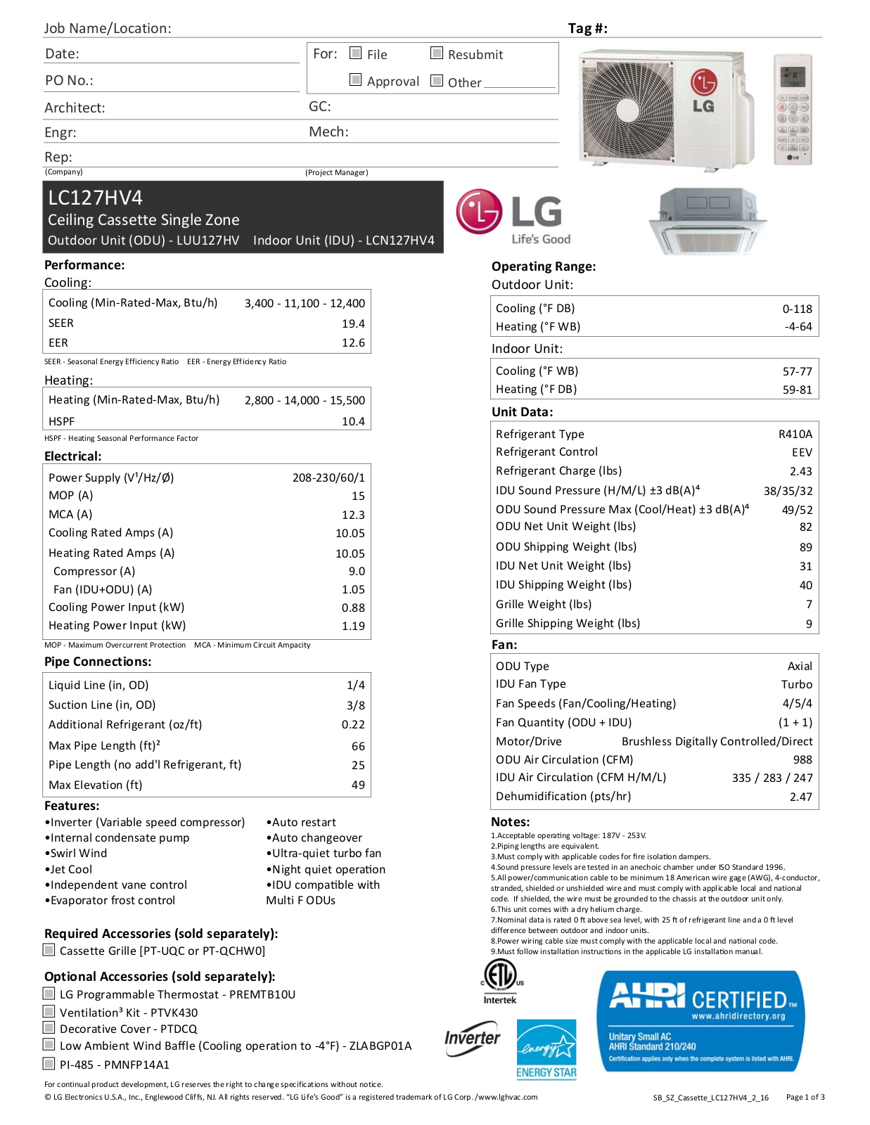 LG LC127HV4 User Manual