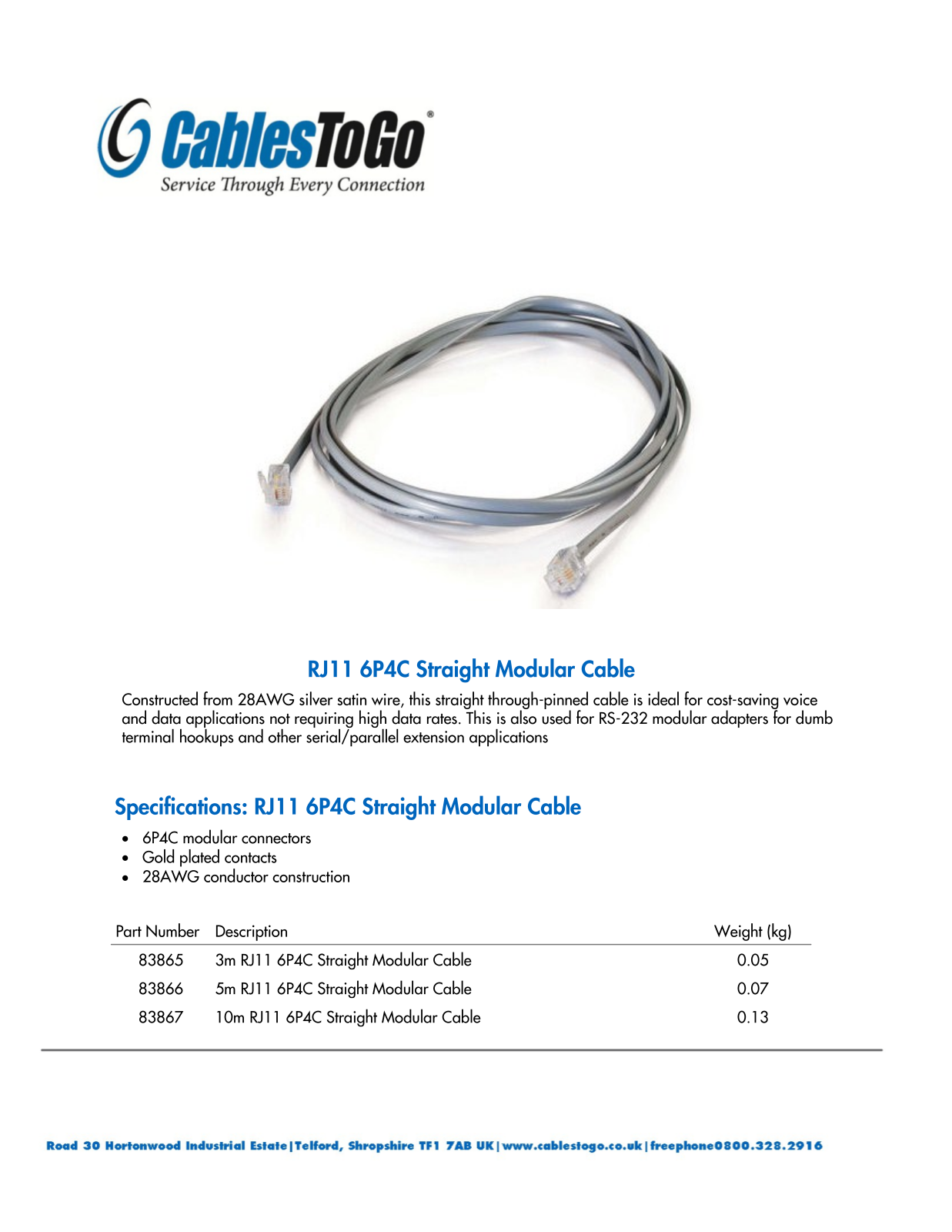 C2G 83867 Product Data Sheet