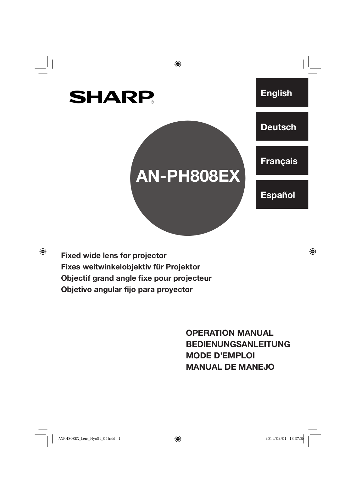 Sharp AN-PH808EX User Manual