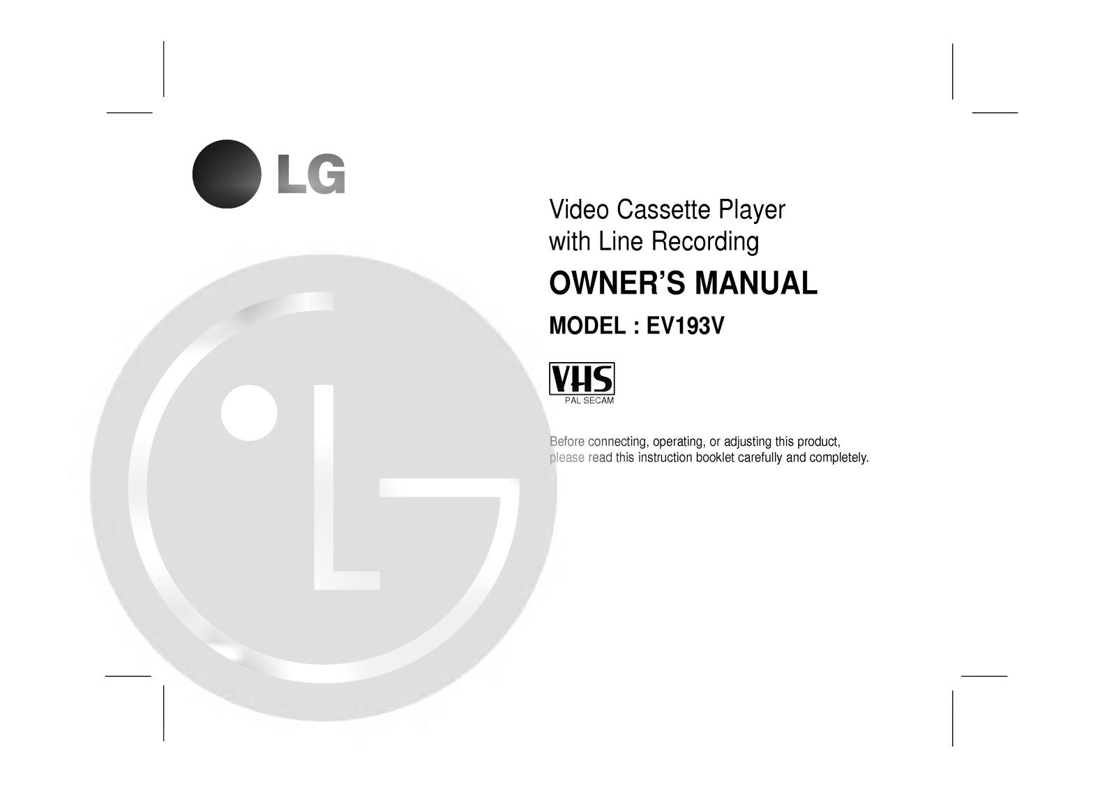 LG EV193V Owner’s Manual