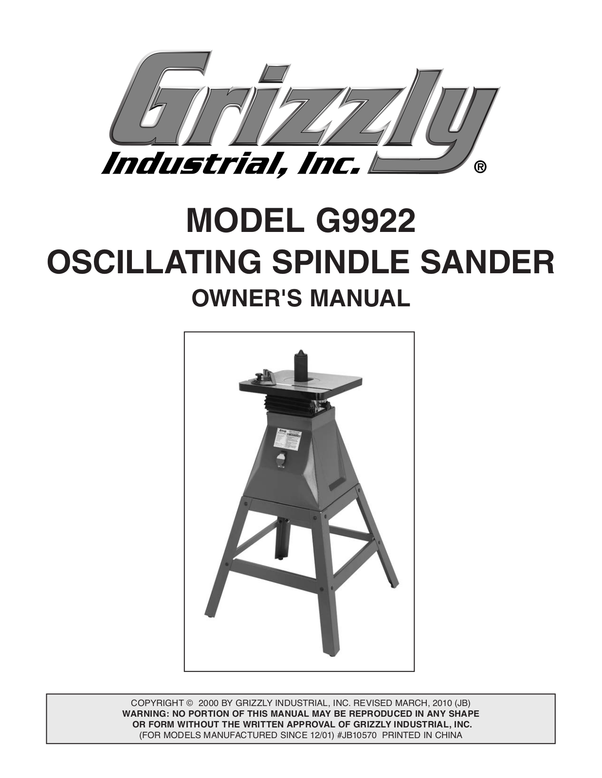 Grizzly G9922 User Manual