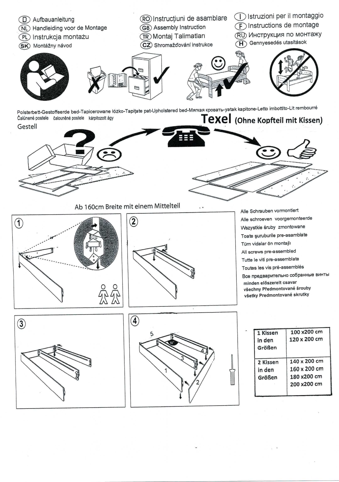 Westfalia Schlafkomfort Texel Assembly instructions