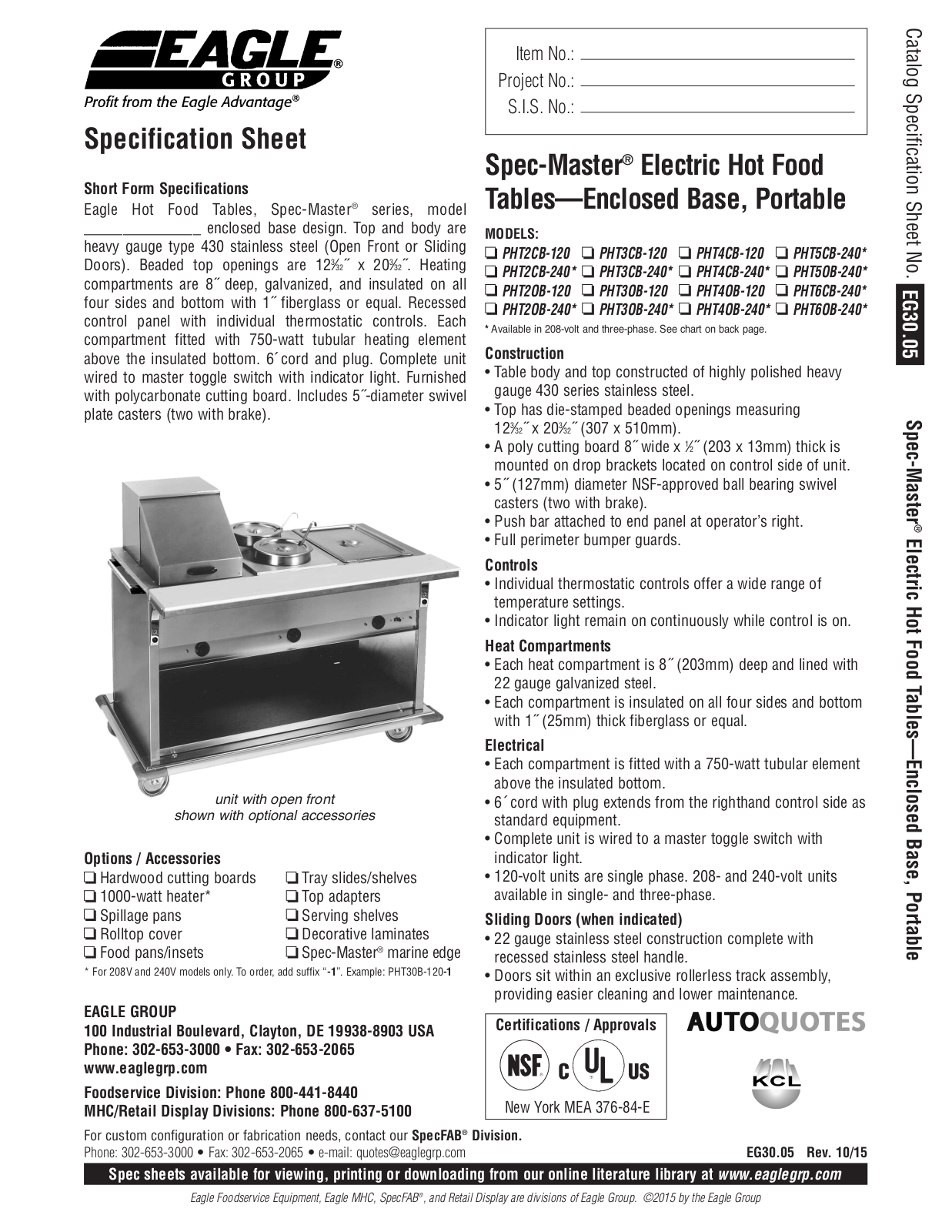 Eagle PHT2CB-120 User Manual