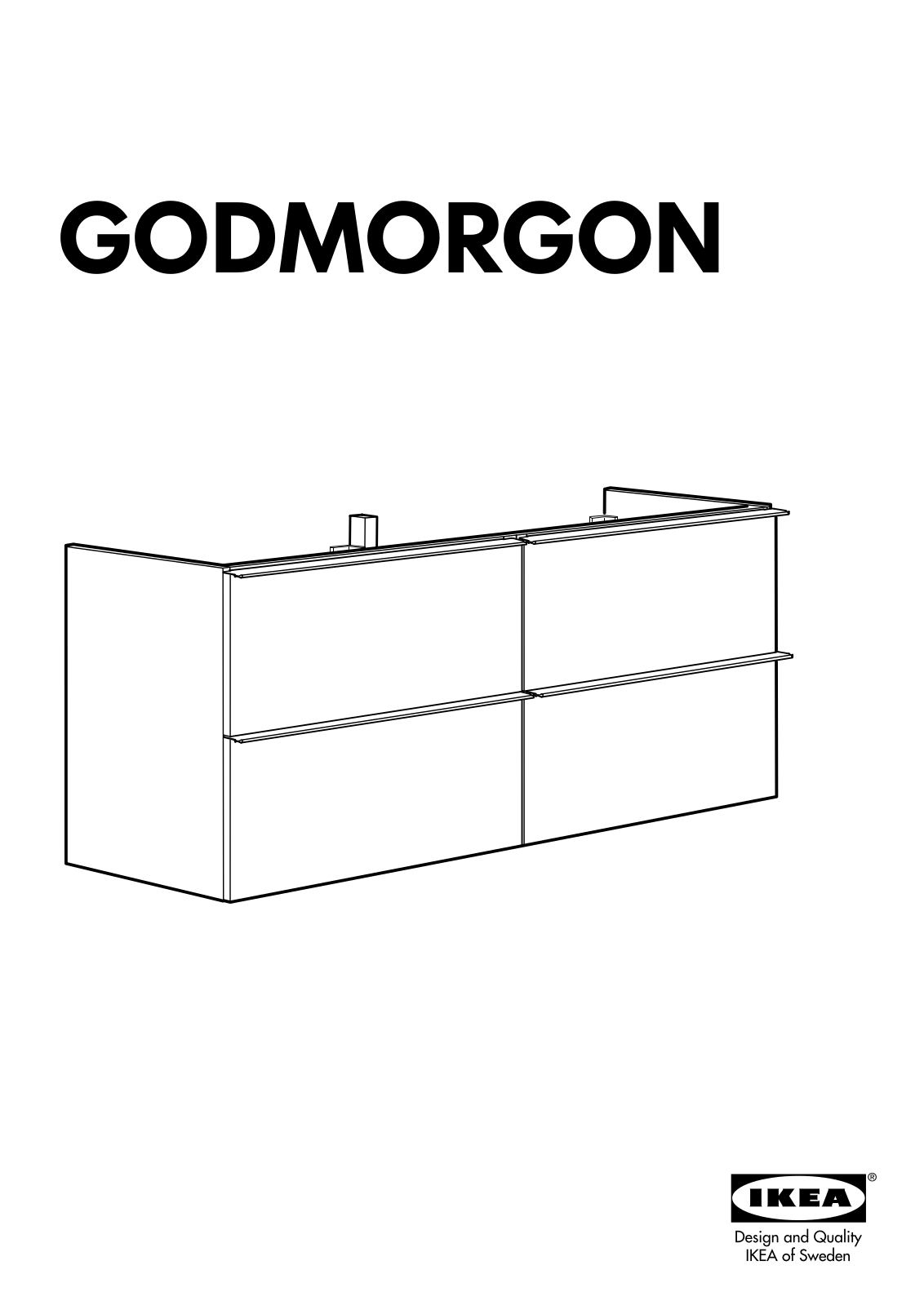 IKEA GODMORGEN SINK CABINET W- 4 DRAWERS 47X18X22 Assembly Instruction