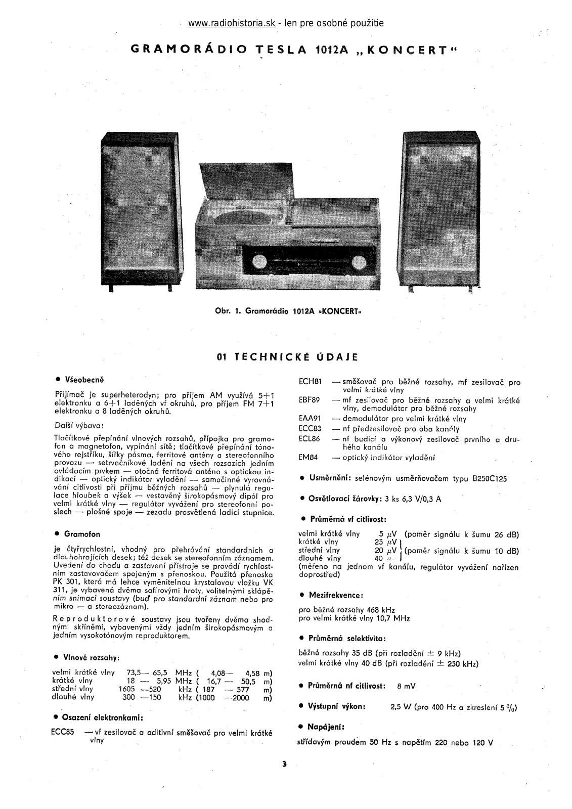 Tesla 1012A Koncert User Manual