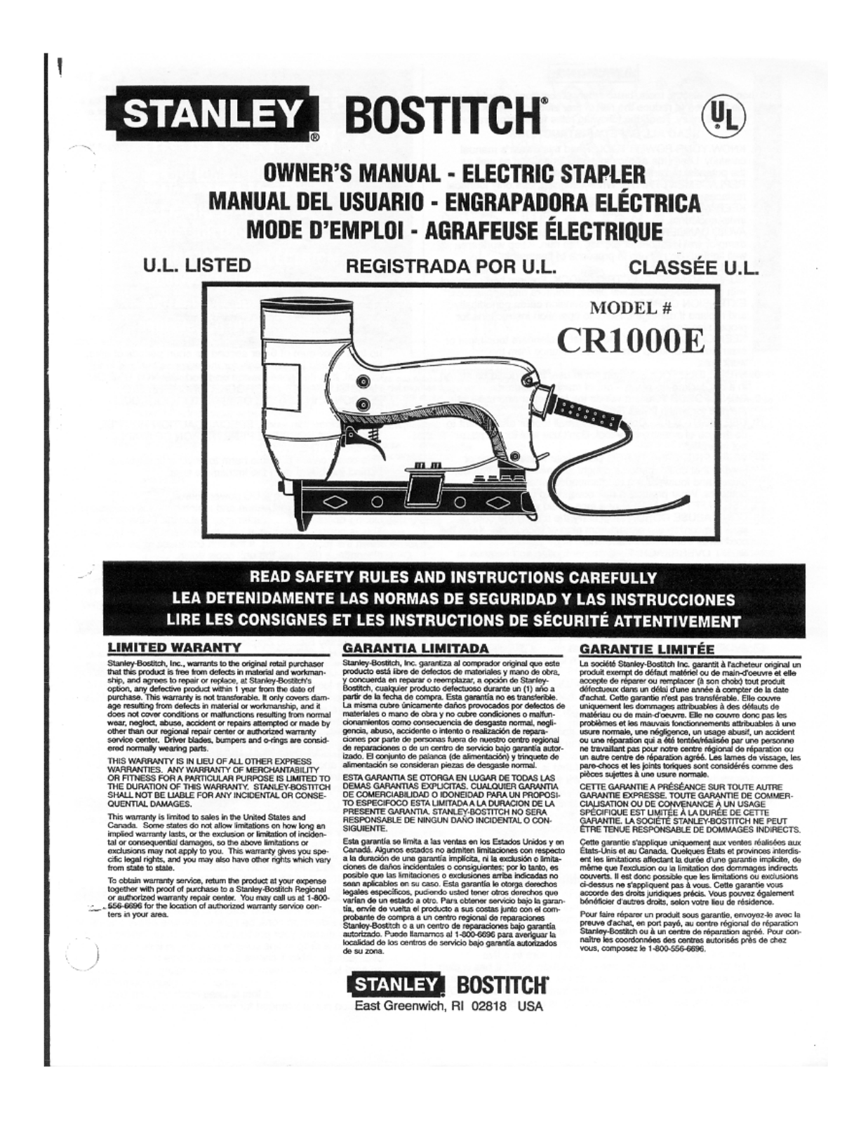 Bostitch CR1000E User Manual