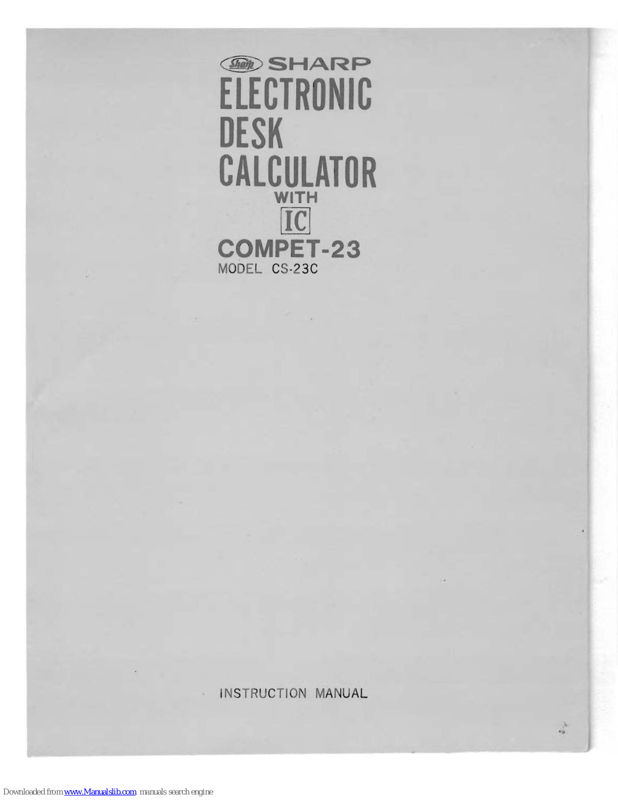 Sharp COMPET-23, CS-23C Instruction Manual - ManualMachine.com