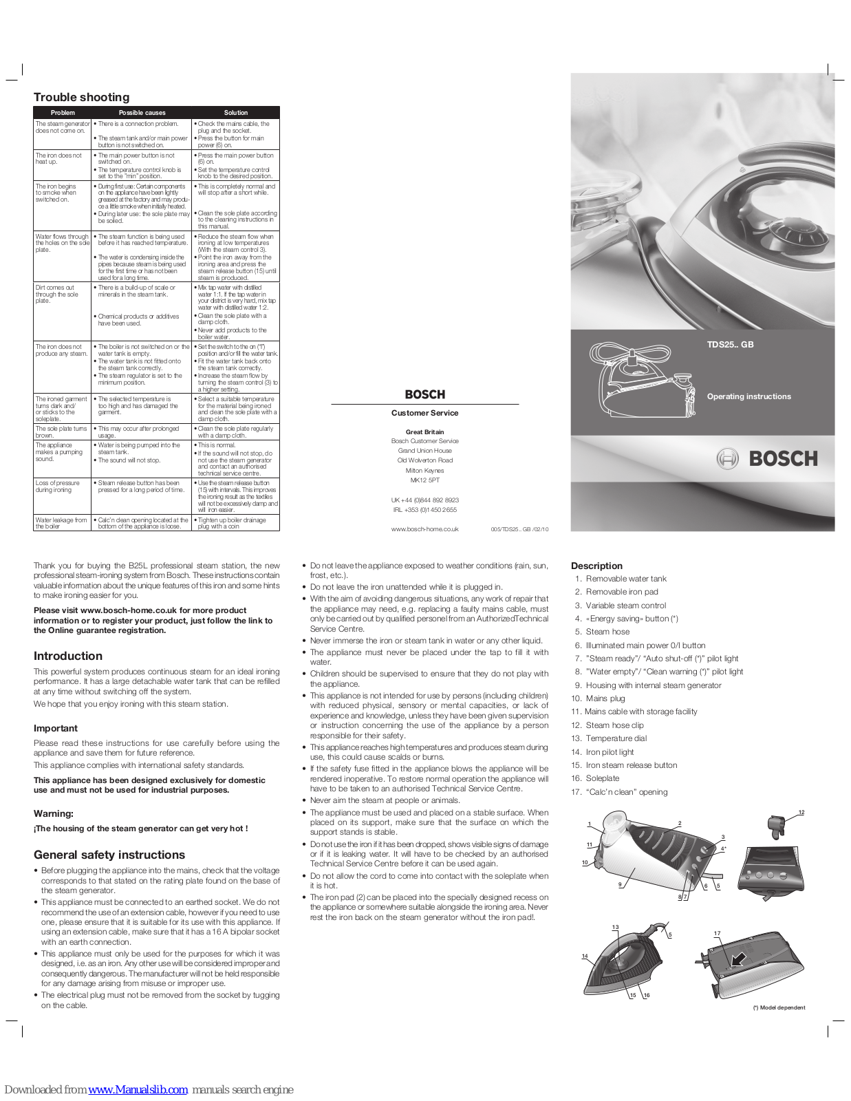 Bosch TDS25.. GB Operating Instructions Manual