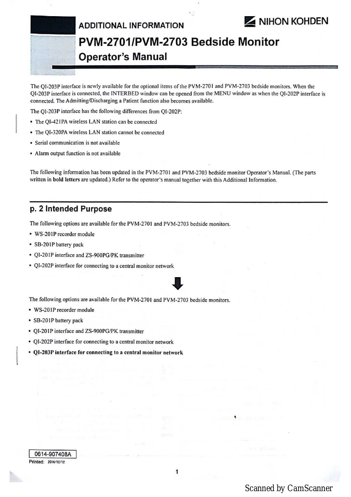 Nihon-Kohden PVM-2701, PVM-2703 User manual