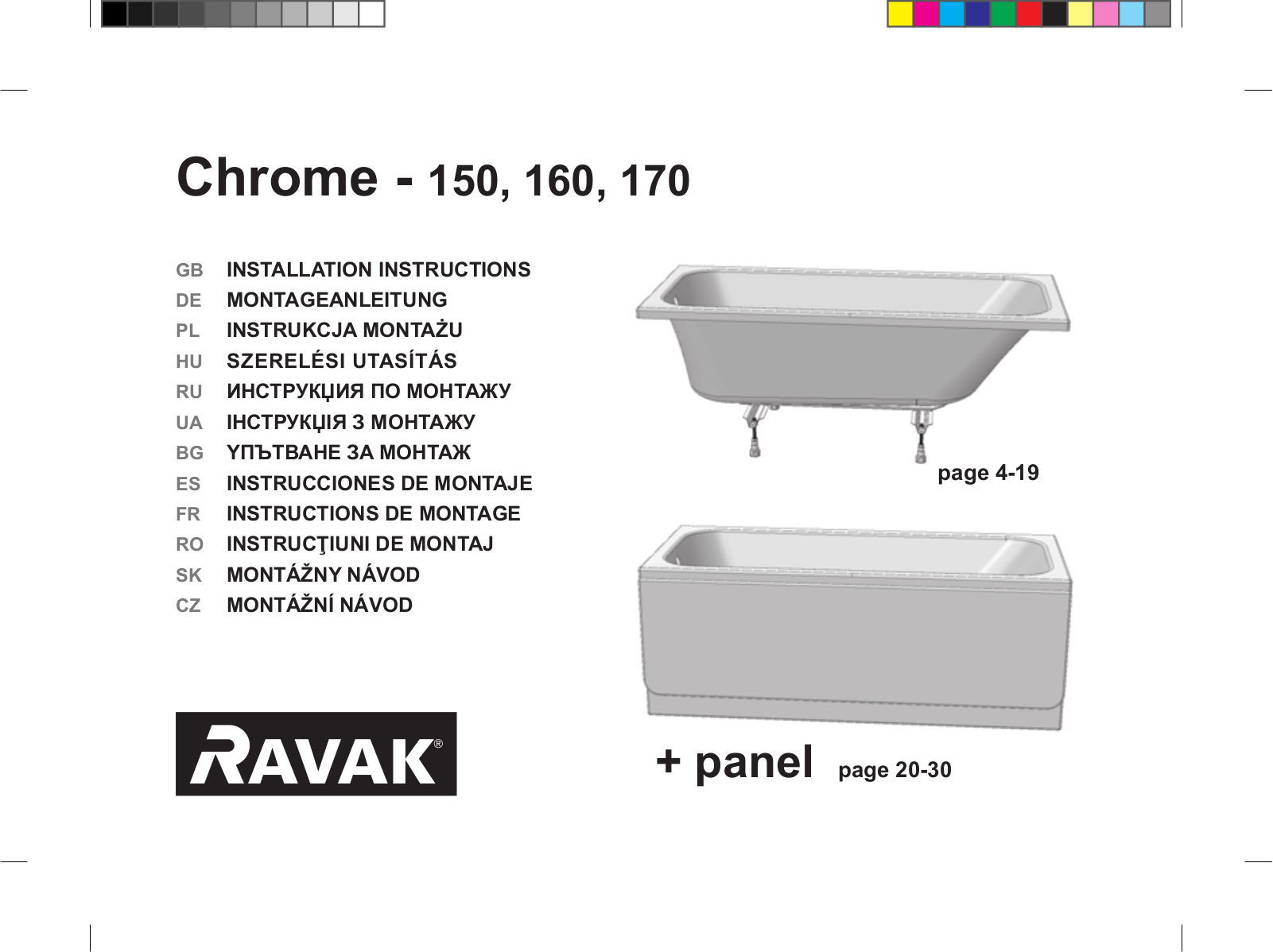 Ravak Chrome 150, Chrome 160, Chrome 170 INSTALLATION INSTRUCTIONS