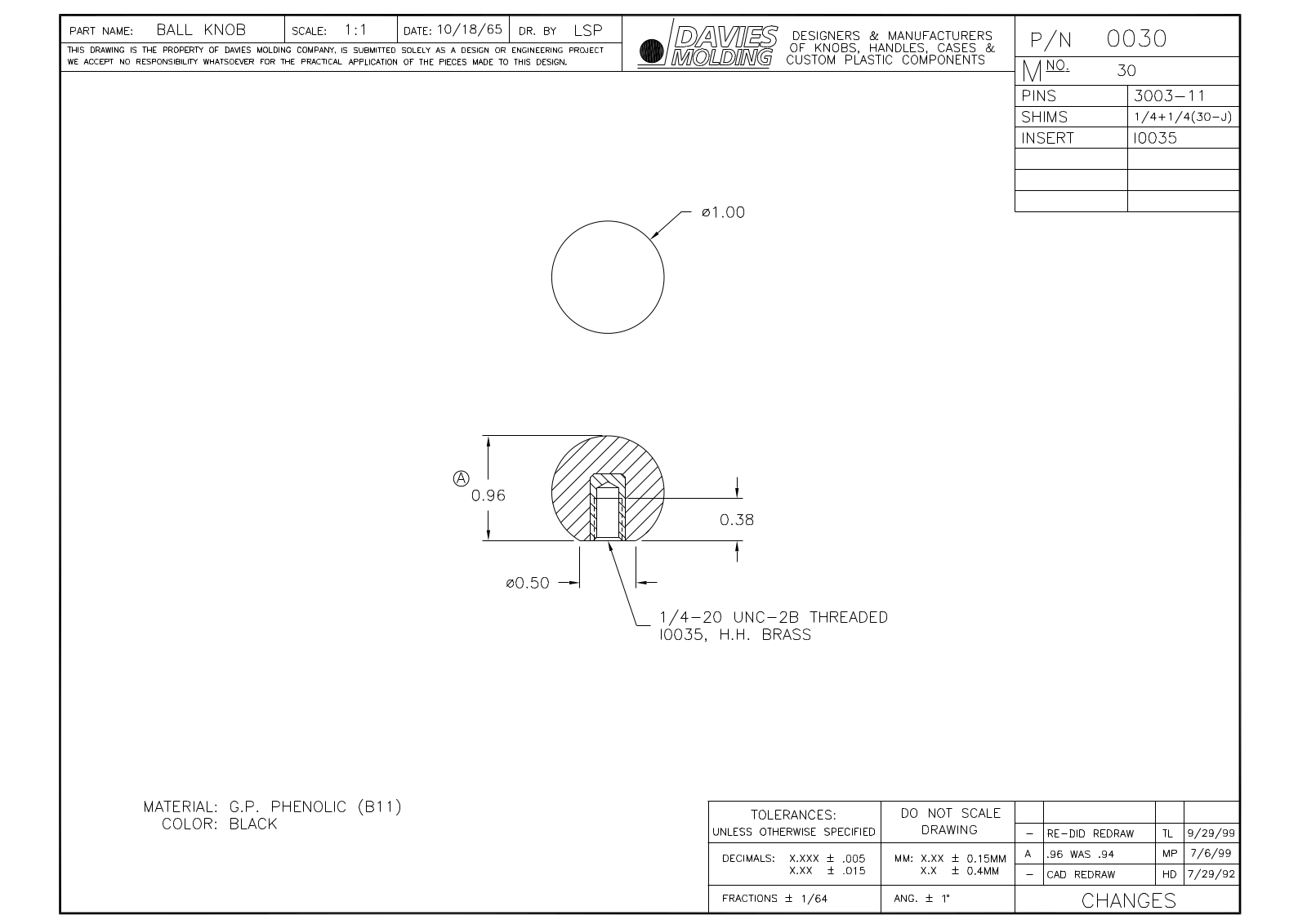 Davies Molding 0030-C Reference Drawing