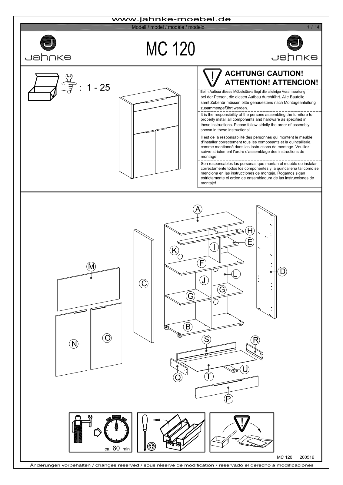 Jahnke MC 120 Assembly instructions