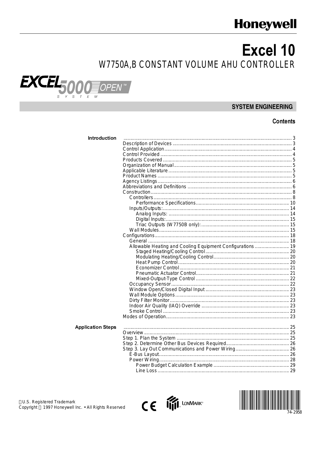 Honeywell W7750A, W7750B SYSTEM ENGINEERING