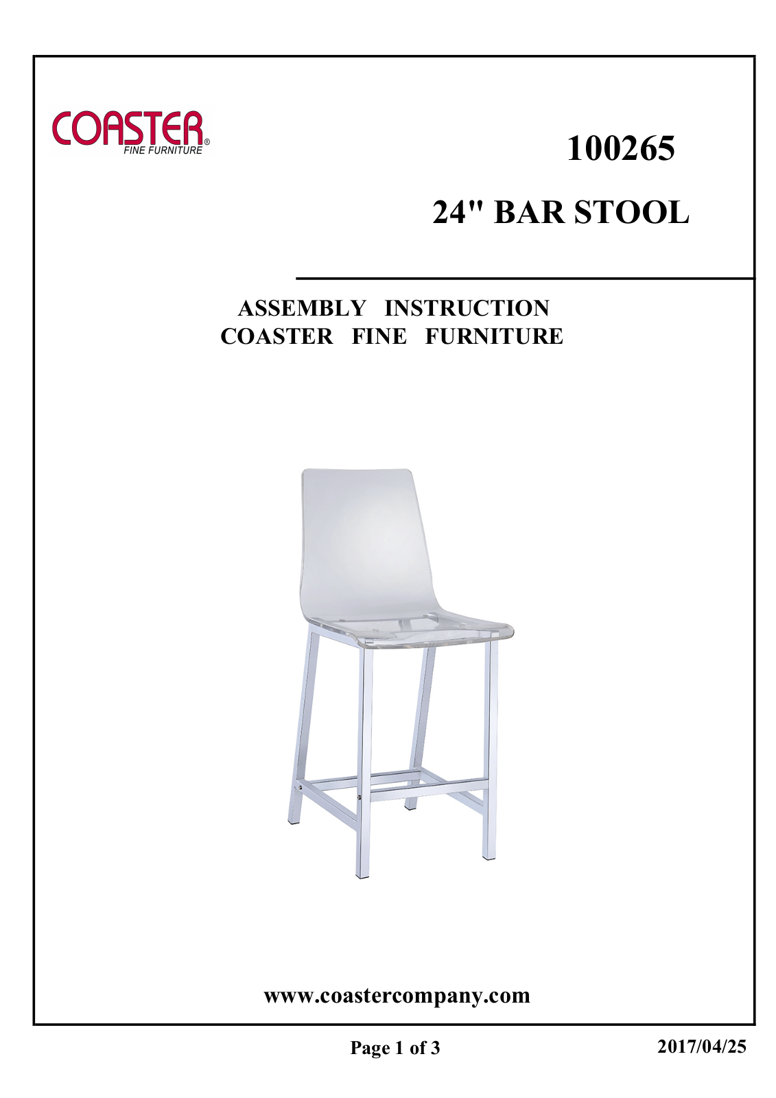 Coaster 100265 Assembly Guide