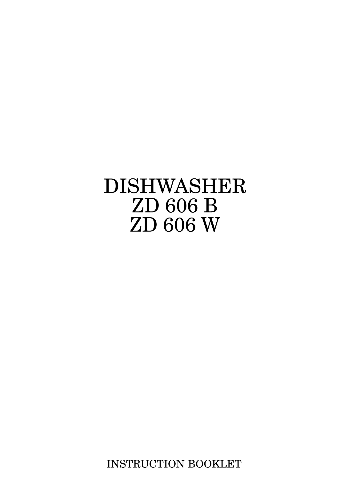 Zanussi ZD606W, ZD606B User Manual