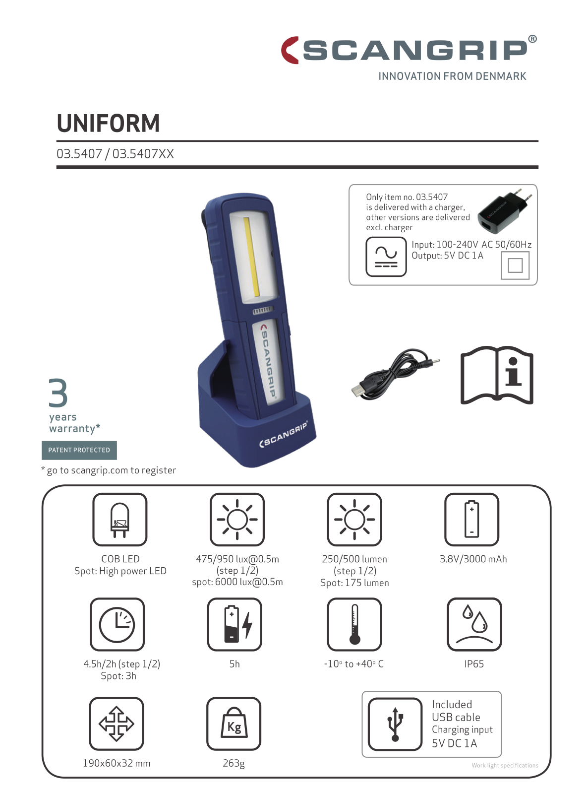 Scangrip 03.5407, 03.5407xx User manual