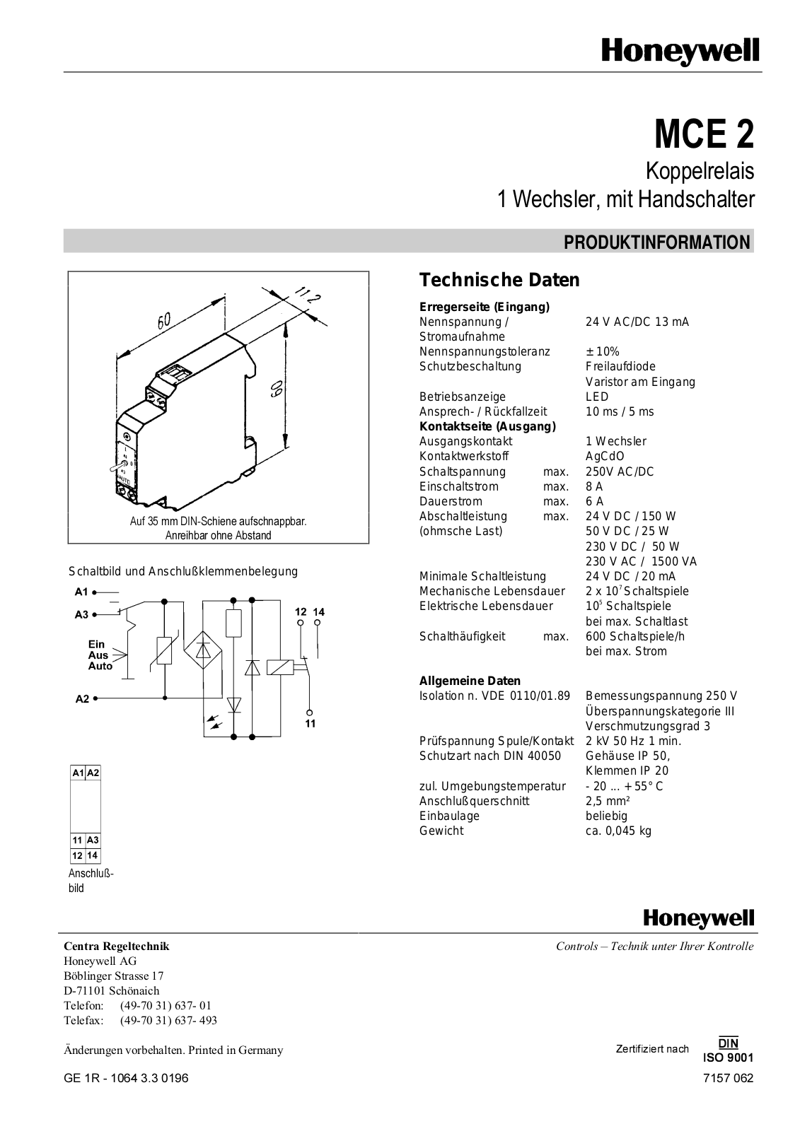 Honeywell MCE 2 User Manual