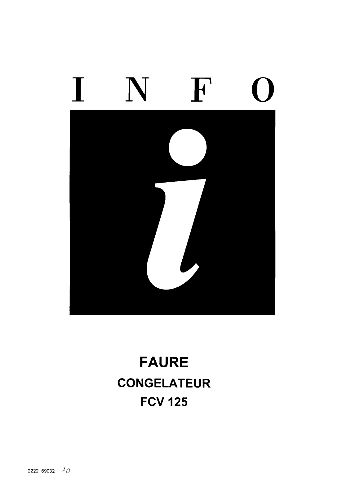 FAURE FCV 125 W1 User Manual