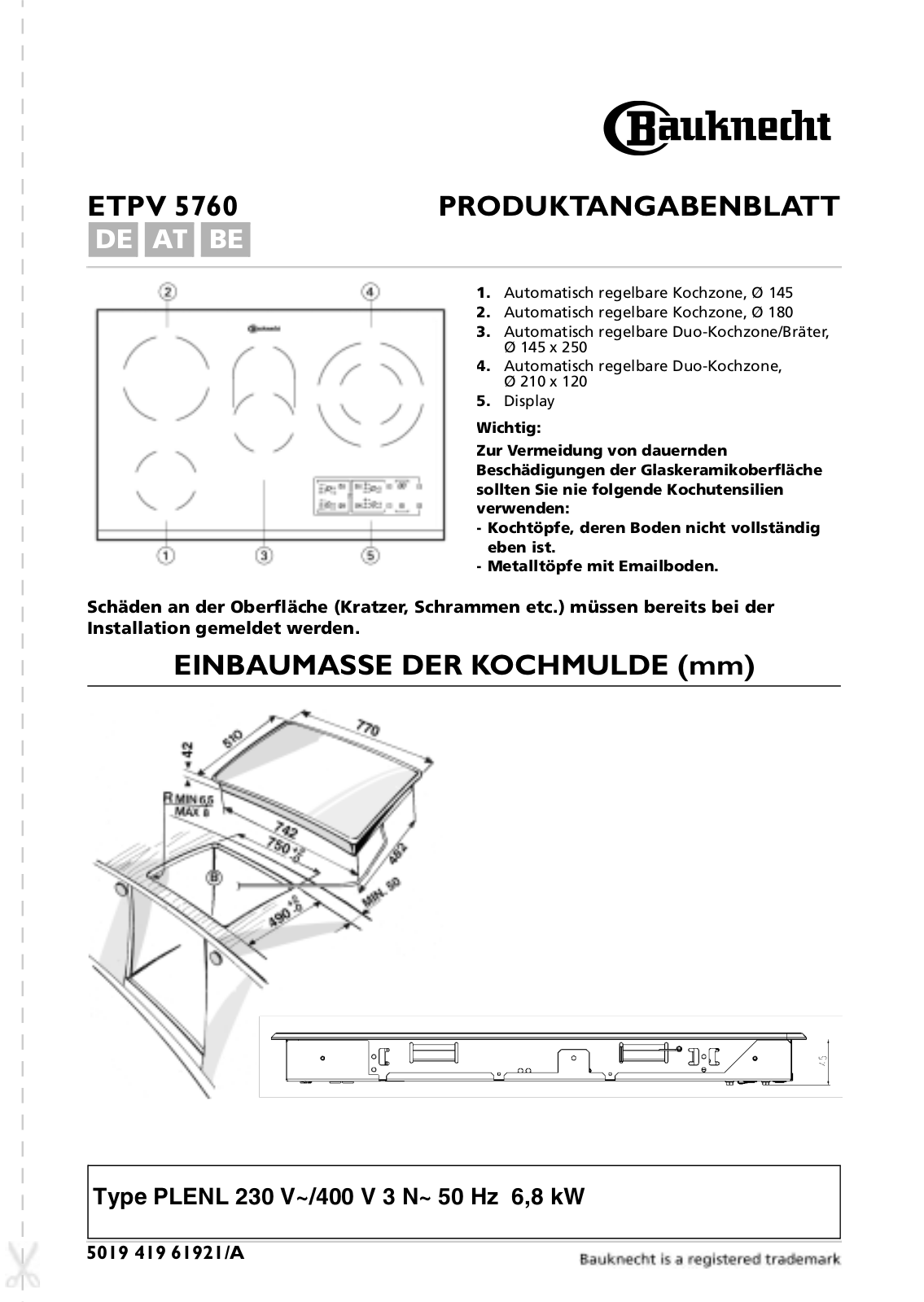 Whirlpool ETPV 5760 IN/01 INSTRUCTION FOR USE