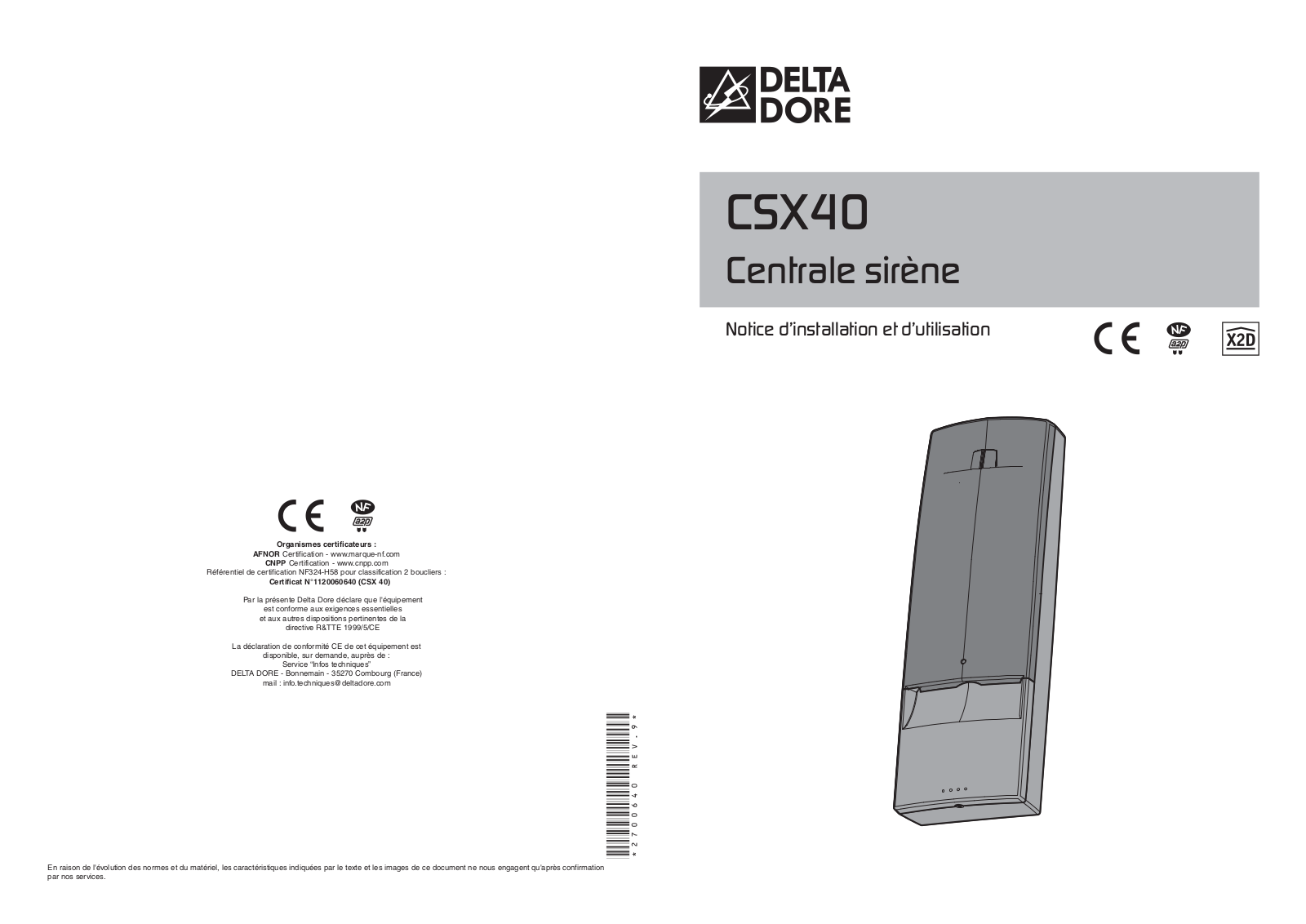 DELTA DORE CSX 40 User Manual