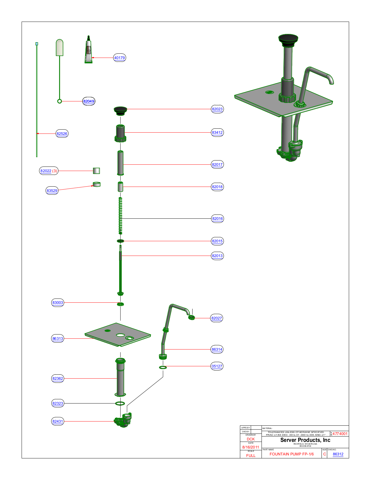 Server 86312 Parts Manual