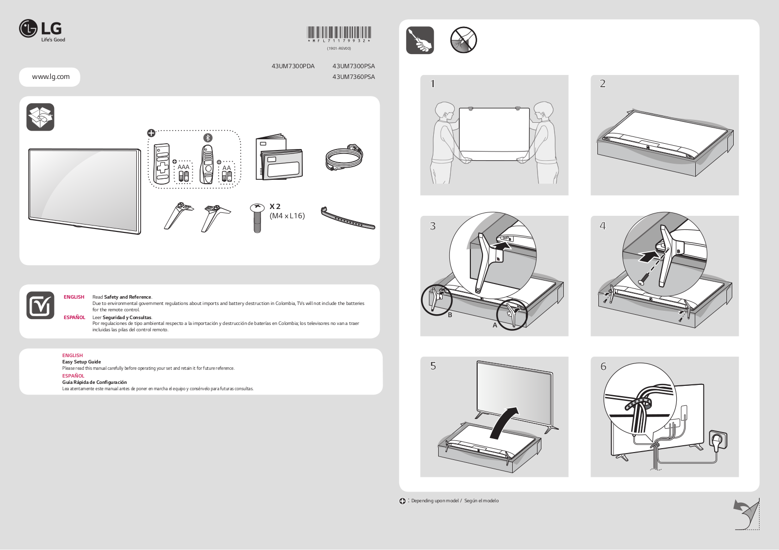LG 43UM7360PSA Quick Setup Guide - ManualMachine.com