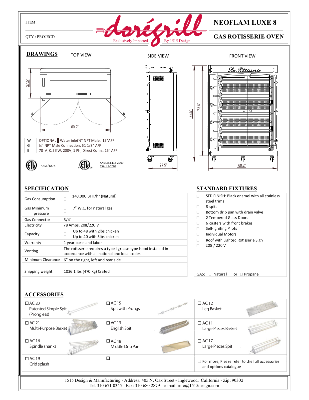 Doregrill NEOFLAM LUXE 8 User Manual