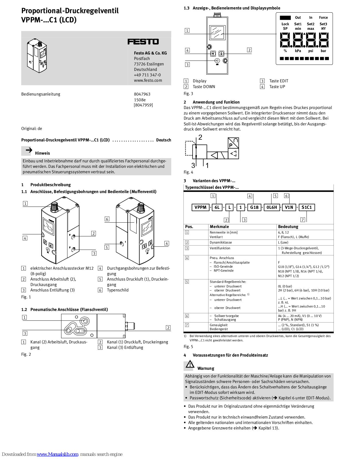 Festo VPPM-6L-L-1-G18-0L6H-V1N-S1C1, VPPM-Series-C1 User Manual - ManualMachine.com