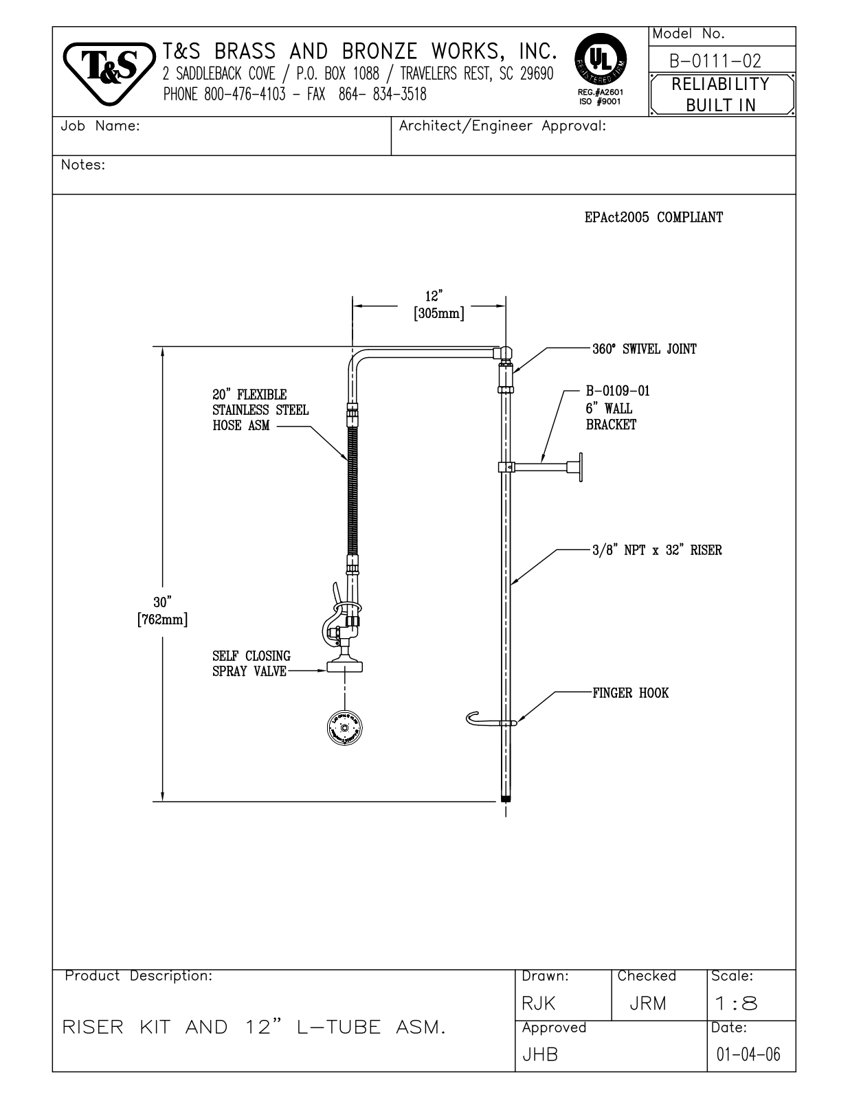 T&S Brass B-0111-02 User Manual