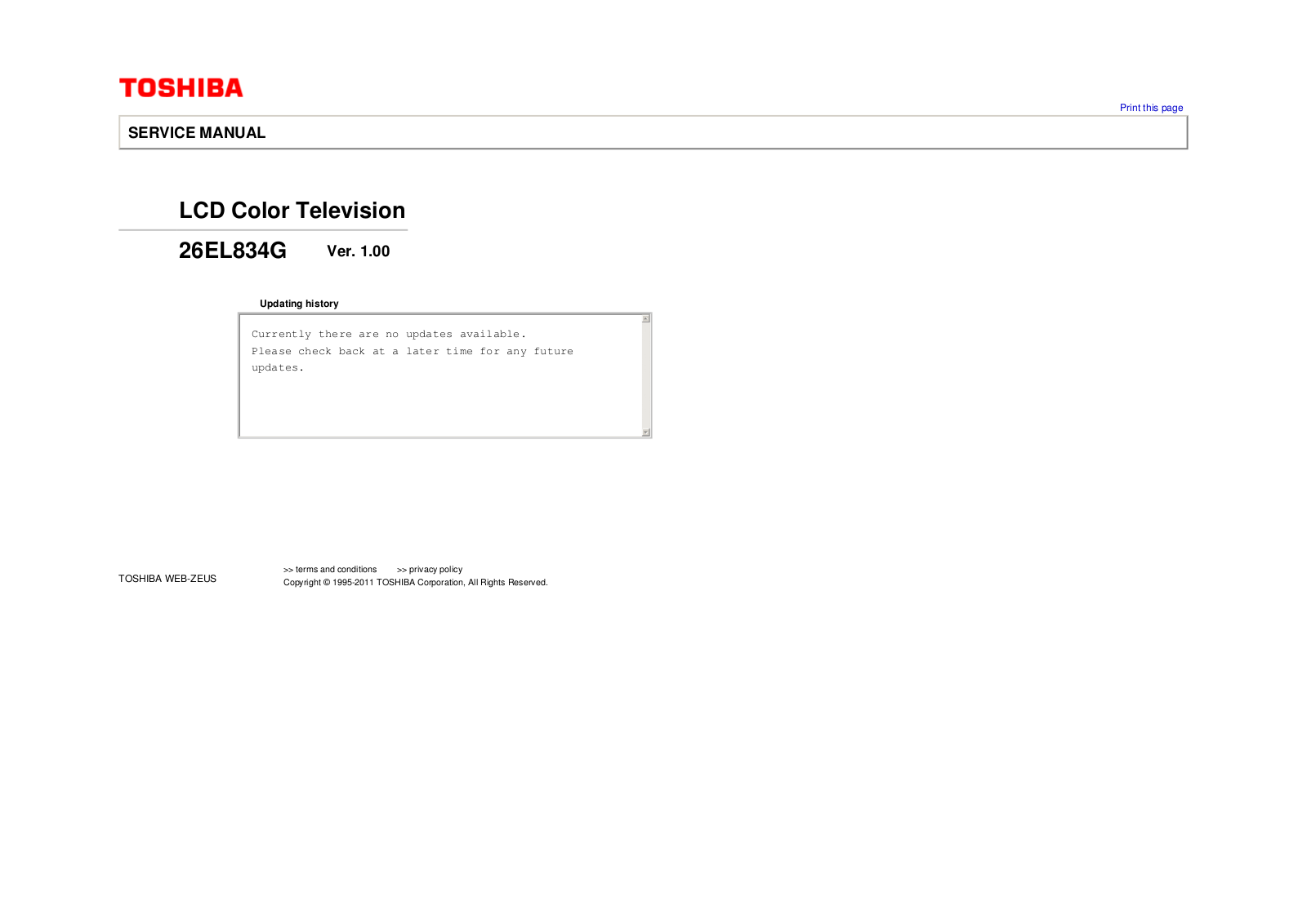 Toshiba 26EL834G Schematic