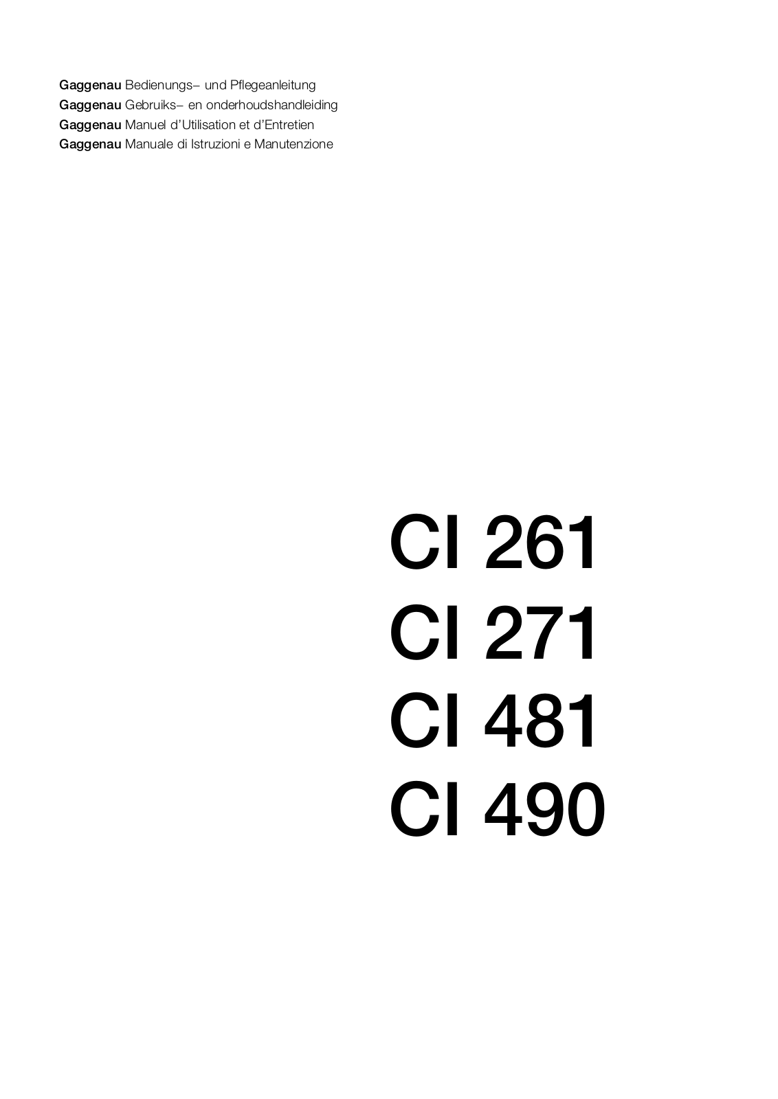 GAGGENAU CI 261, CI 481 User Manual