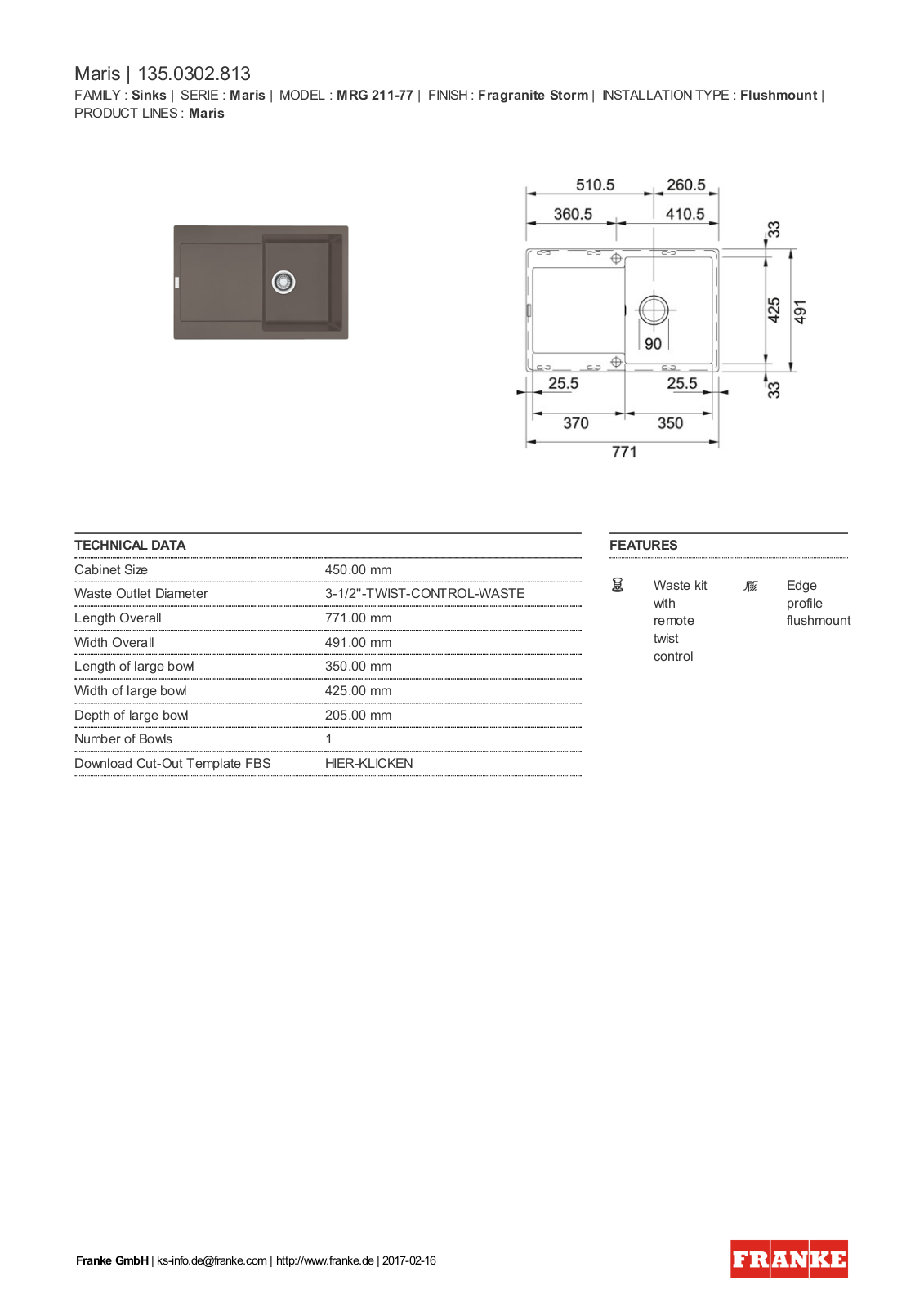 Franke 135.0302.813 Service Manual