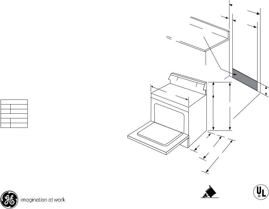 GE JB640DFCC, JB640DFWW, JB640DFBB Specification Sheet