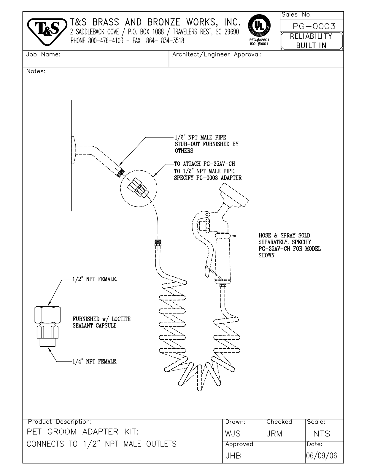 T&S Brass PG-0003 User Manual