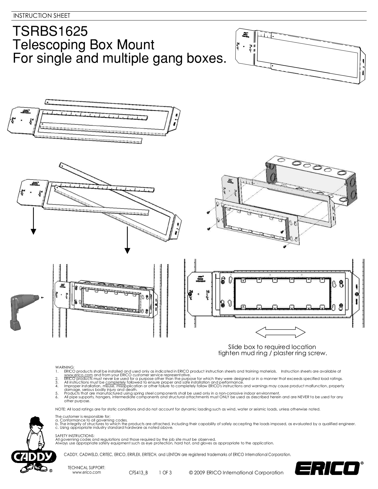 ERICO TSRBS1625 User Manual